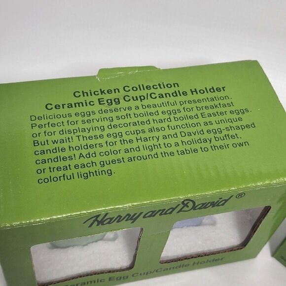 Set of 4 - Harry and David Ceramic Egg Cup/ Candle Holder 3" - Picture 5 of 7